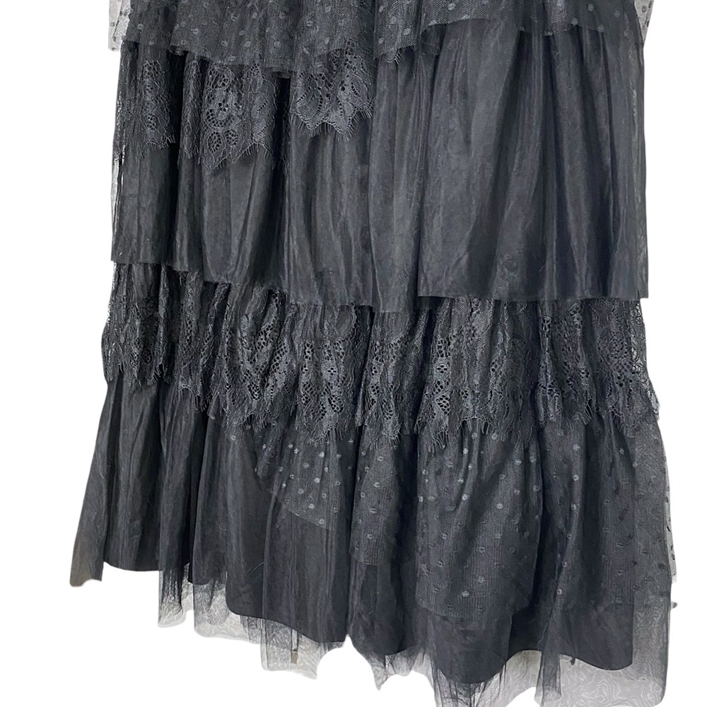 ARULA Ruffle Tulle Tiered Midi Skirt Black Polka Dot romantic goth fairy X/ XL - Picture 4 of 6